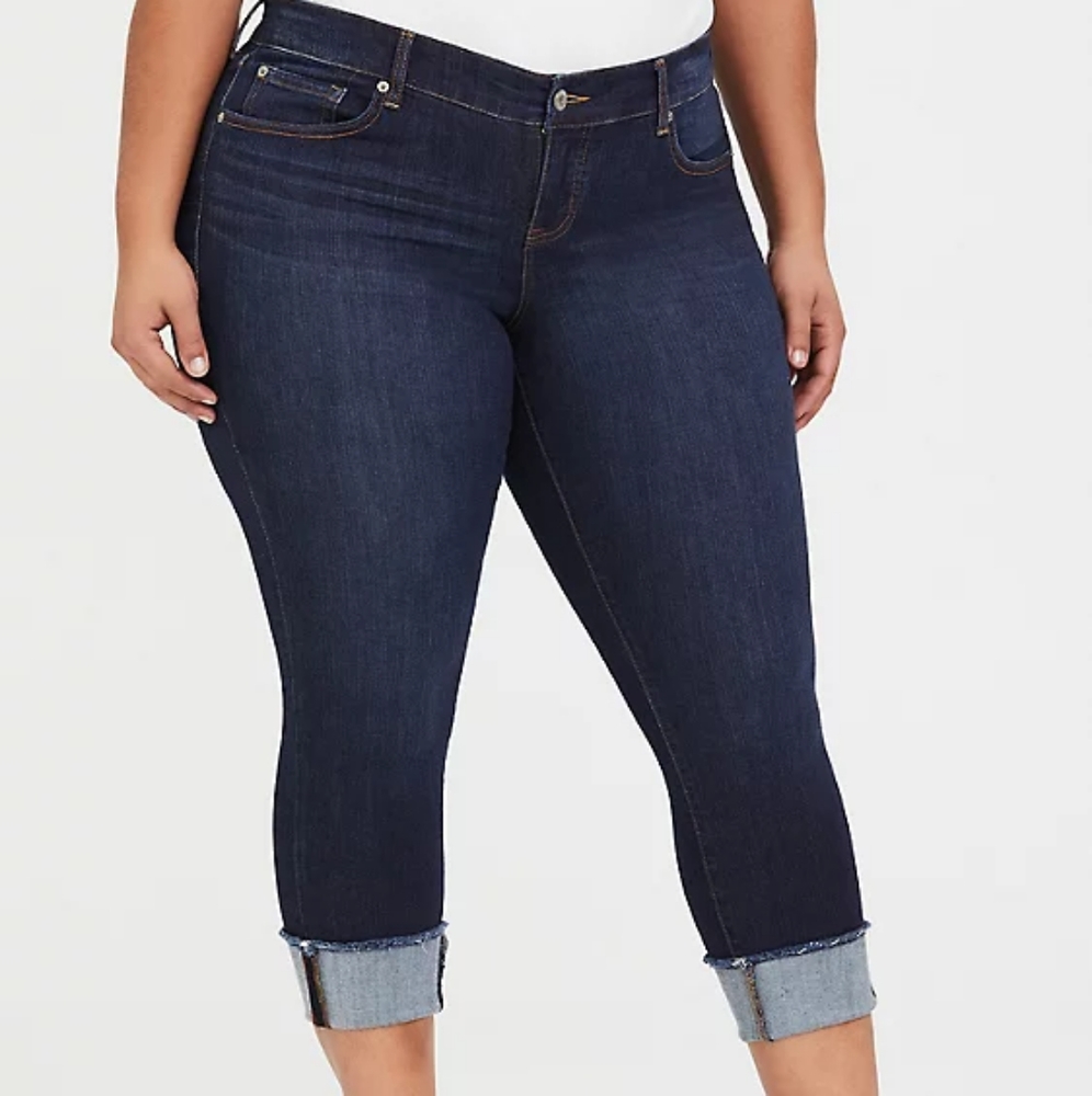 Torrid Crop Boyfriend Jean Premium Stretch Dark